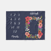 ボホフラワーズベビー月1マイルストーン フリースブランケット (正面(横))