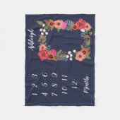 ボホフラワーズベビー月1マイルストーン フリースブランケット (正面)