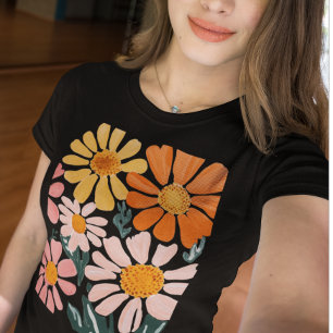 ボホフラワーズワイルドフラワーデイジー Tシャツ