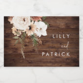 ボホフラワーズ素朴秋結婚ウッド スパークリングワインラベル (シングルラベル)