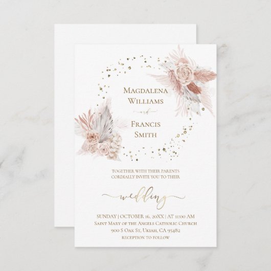 ボホフラワーズ結婚式招待状 招待状 (正面/裏面)