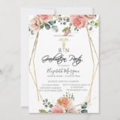 ボホフラワーズ金ゴールドフレームRNナース卒業パーティー 招待状 (正面)