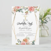 ボホフラワーズ金ゴールドフレームRNナース卒業パーティー 招待状 (スタンド正面)