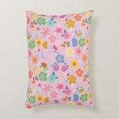 ボホフラワーパターンB01.w LPink BG アクセントクッション (正面(垂直))