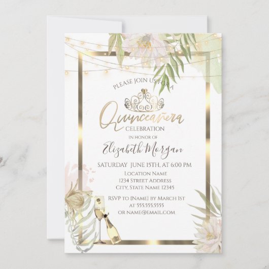 ボホフラワーフレームワインキンセアニェラ 招待状 (正面)