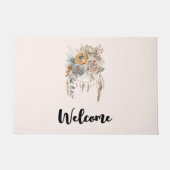 ボホフラワーブーケとドリームキャッチャーへようこそ ドアマット (正面)