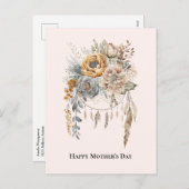 ボホフラワーブーケとドリームキャッチャー母の日 シーズンポストカード (正面/裏面)