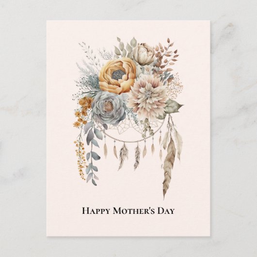 ボホフラワーブーケとドリームキャッチャー母の日 シーズンポストカード (正面)