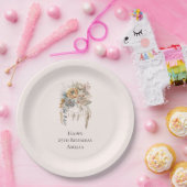 ボホフラワーブーケとドリームキャッチャー誕生日 ペーパープレート (パーティー)