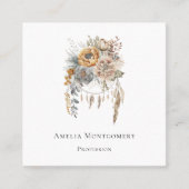 ボホフラワーブーケとドリームキャッチャー スクエア名刺 (正面)