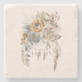 ボホフラワーブーケとドリームキャッチャー ストーンコースター (正面)