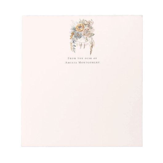 ボホフラワーブーケとドリームキャッチャー ノートパッド (正面)