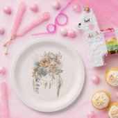 ボホフラワーブーケとドリームキャッチャー ペーパープレート (パーティー)