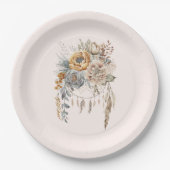 ボホフラワーブーケとドリームキャッチャー ペーパープレート (正面)