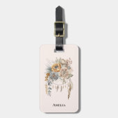 ボホフラワーブーケとドリームキャッチャー ラゲッジタグ (正面縦)