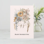 ボホフラワーブーケとニュートラルカラーマザーズデイ シーズンカード (スタンド正面)