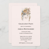 ボホフラワーブーケのニュートラルカラー卒業 招待状 (正面/裏面)