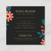 ボホフラワーブーケエレガントシックな金ゴールドフレームフローラ スクエア名刺 (裏面)