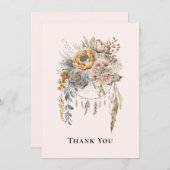 ボホフラワーブーケ中色お世話になります サンキューカード (正面/裏面)