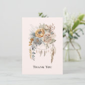 ボホフラワーブーケ中色お世話になります サンキューカード (スタンド正面)