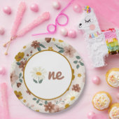 ボホフラワープレートズグルービーワンファースト誕生日 ペーパープレート (パーティー)