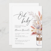 ボホフラワーミニマリストオベビーベビーシャワー 招待状 (正面/裏面)