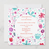 ボホフラワーメドウウォーターティール(緑がかった色)結婚ズ 招待状 (裏面)