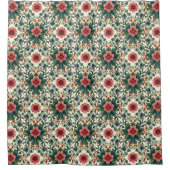 ボホフラワー魔法 – 緑とピンクの色合い シャワーカーテン (正面)