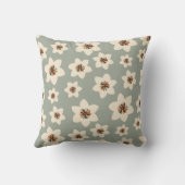 ボホフラワー – セージ緑の背景 クッション (裏面)