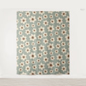 ボホフラワー – セージ緑の背景 タペストリー (正面)