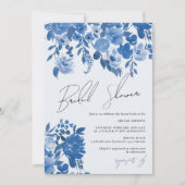 ボホフランスのブルー手色彩の鮮やかフローラブライダルシャワー 招待状 (正面)