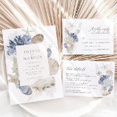 ボホフレエレガントームビーチブルー結婚式招待状 招待状