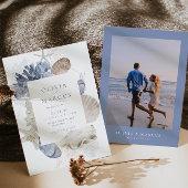 ボホフレエレガントームビーチブルー結婚式招待状 招待状