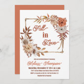 ボホフレーム秋インラブフローラブライダルシャワー 招待状 (正面/裏面)