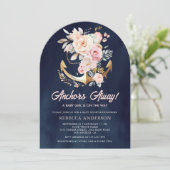 ボホフローラいかり航海のガールネイビーベイビーシャワー 招待状 (スタンド正面)