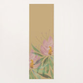 ボホフローラかわいいピンクグリーンパーソナライズされた ヨガマット (裏面)