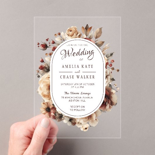 ボホフローラアクリルフレーム結婚式招待状 アクリル招待状 (インサイチュ (ポータブル))