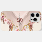 ボホフローラアゲートバラ金ゴールドピンクモノグラムの Case-Mate iPhoneケース (裏面 (横))