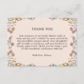 ボホフローラアーストーンブライダルシャワーサンキューユア エンクロージャーカード (正面)