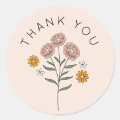 ボホフローラアーストーンブライダルシャワーサンキューユア ラウンドシール (正面)