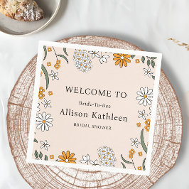 ボホフローラアーストーンボタニカルブライダルシャワー スタンダードカクテルナプキン