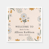 ボホフローラアーストーンボタニカルブライダルシャワー スタンダードカクテルナプキン (正面)