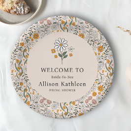 ボホフローラアーストーンボタニカルブライダルシャワー ペーパープレート