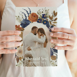 ボホフローラアーチフォト婚約パーティ招待状 招待状