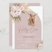 ボホフローラアーチホーリーカウベビーシャワー招待状 招待状 (正面/裏面)