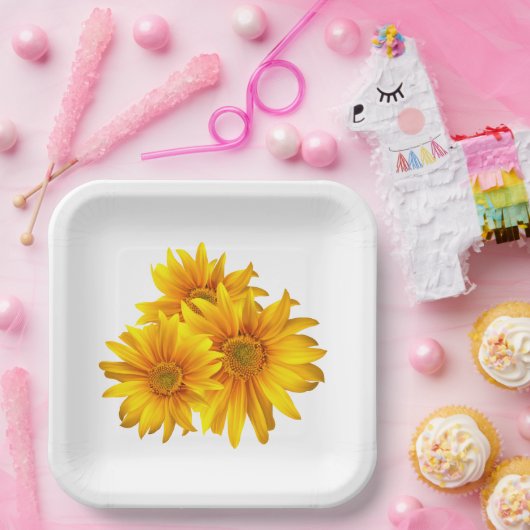 ボホフローライエローフラワーズカントリー結婚フローラ ペーパープレート (パーティー)