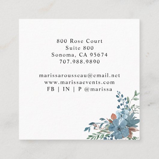 ボホフローライベントプランナースクエアビジネスカード スクエア名刺 (裏面)