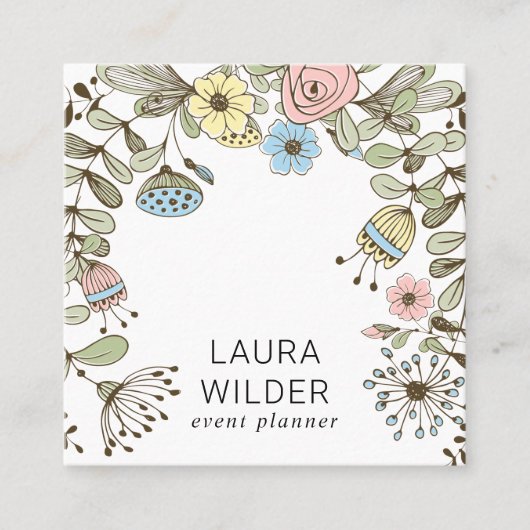 ボホフローライベントプランナーピンクスクエアビジネス スクエア名刺 (正面)