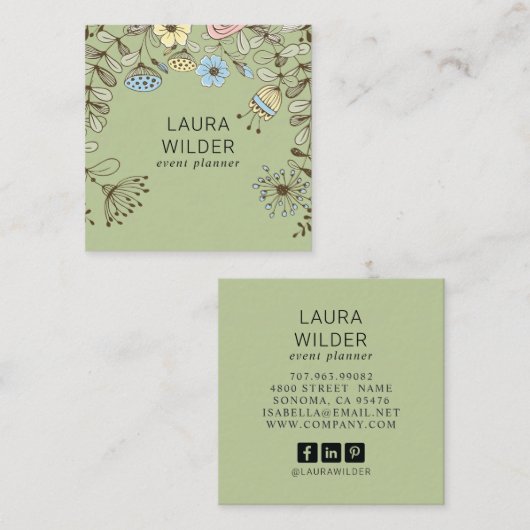 ボホフローライベントプランナー スクエア名刺 (正面/裏面)