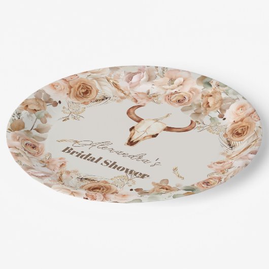 ボホフローラウェスタンブライダルシャワー ペーパープレート (アングル)
